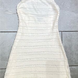 Cotton Candy White Pleated Halter Mini Dress